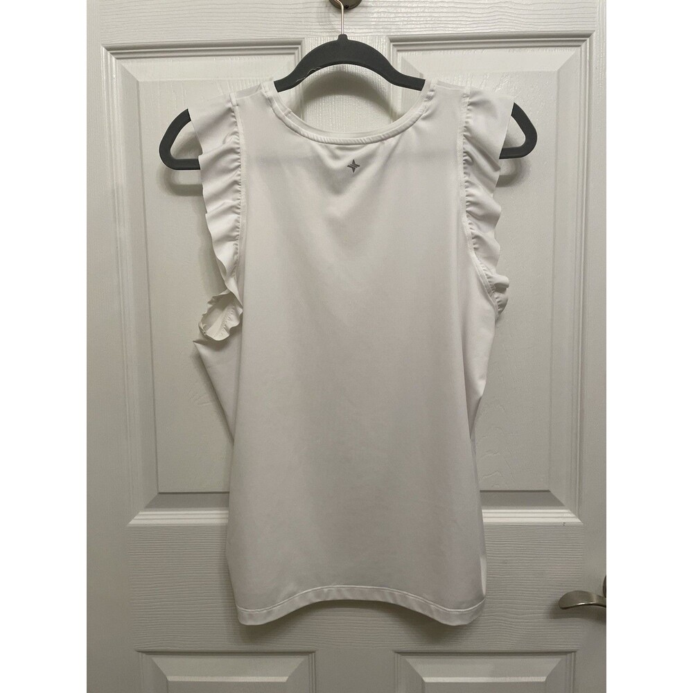 Tuckernuck TNUCK SPORT White Performance Jersey Ruffle Lea Tank Large - Picture 6 of 9